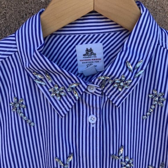 Thomas Mason® for J.Crew embellished cotton poplin blouse  -  Size 8 - Picture 3 of 4